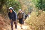 hiking to village